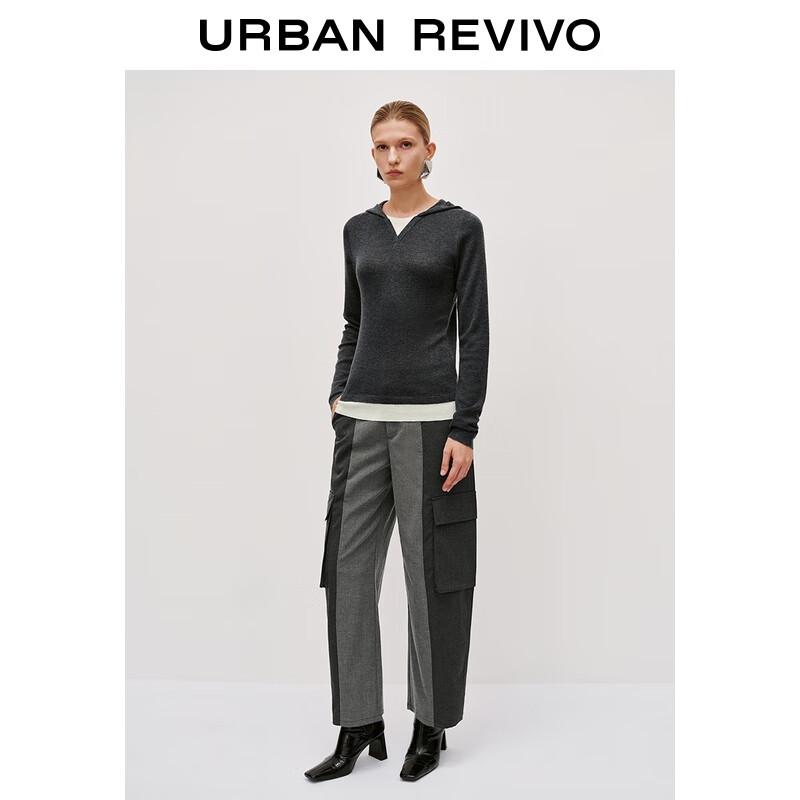 UR Women's Colorblock Faux Two-Piece Hooded Knit Sweater