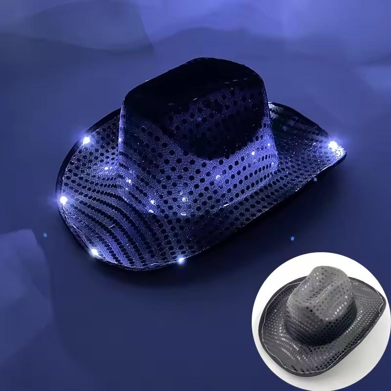 Blinky LED Light Cowboy Cowgirl Hat Flashing Cap Glowing Hat Carnival Men Women Bachelorette Party Wedding Bridal Supplies