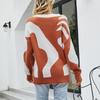Color Block Jacquard Sweater Winter New Button Chest Pullover Sweater for Women