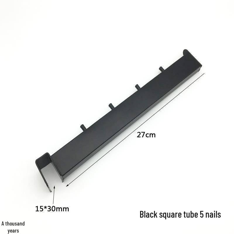 Black & White Clothing Store Stainless Steel Wall-Mounted Display Rack with Side Hooks and Shelving Brackets