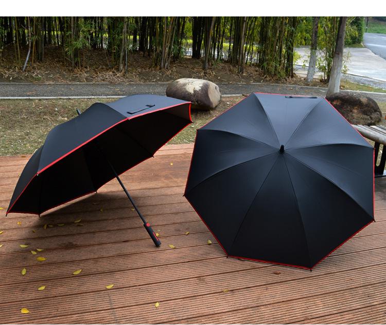 Men's Large Black Golf Umbrella with Long Handle – Customizable High-End Business Gift