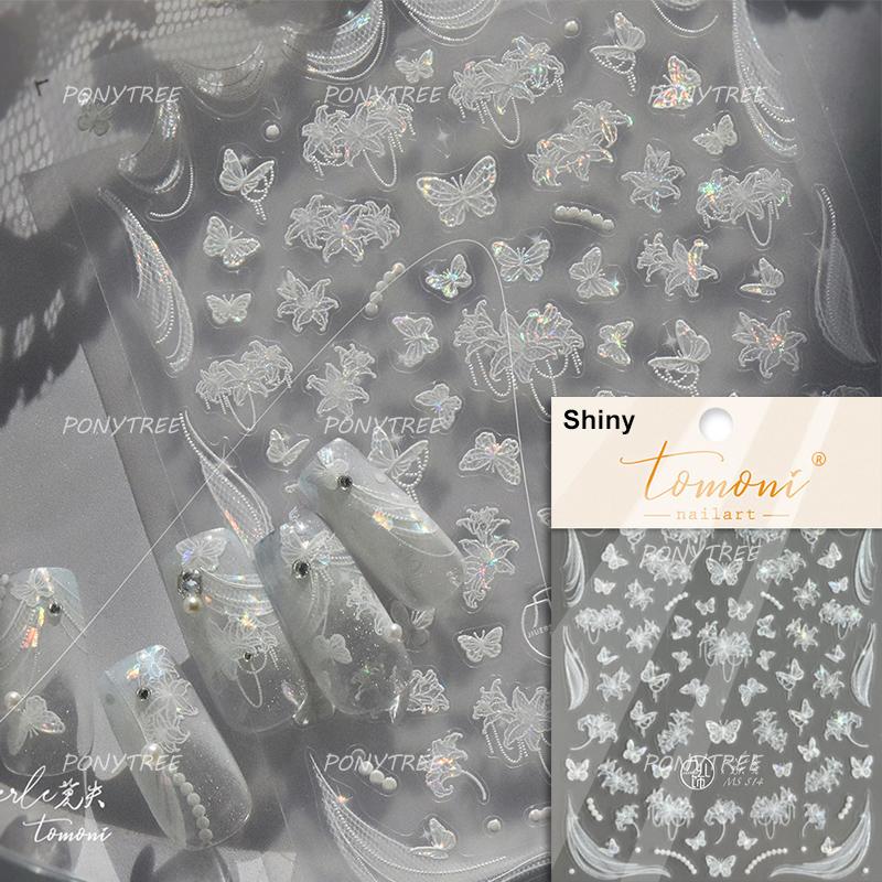 Retro White Lace Fabric Piece Bowknot English Letter Decorative Border Irregular Cloth Block Adhesive Nail Art Stickers Decals