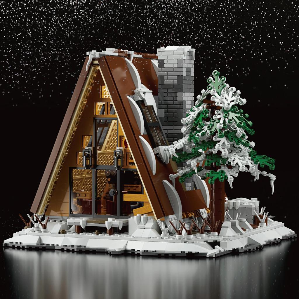 Non-Toxic 1508Pcs A Type Snow House Building Blocks Pine Tree Cabin Model Bricks Winter Holiday Desktop Decoration Kids Diy Toys Gifts