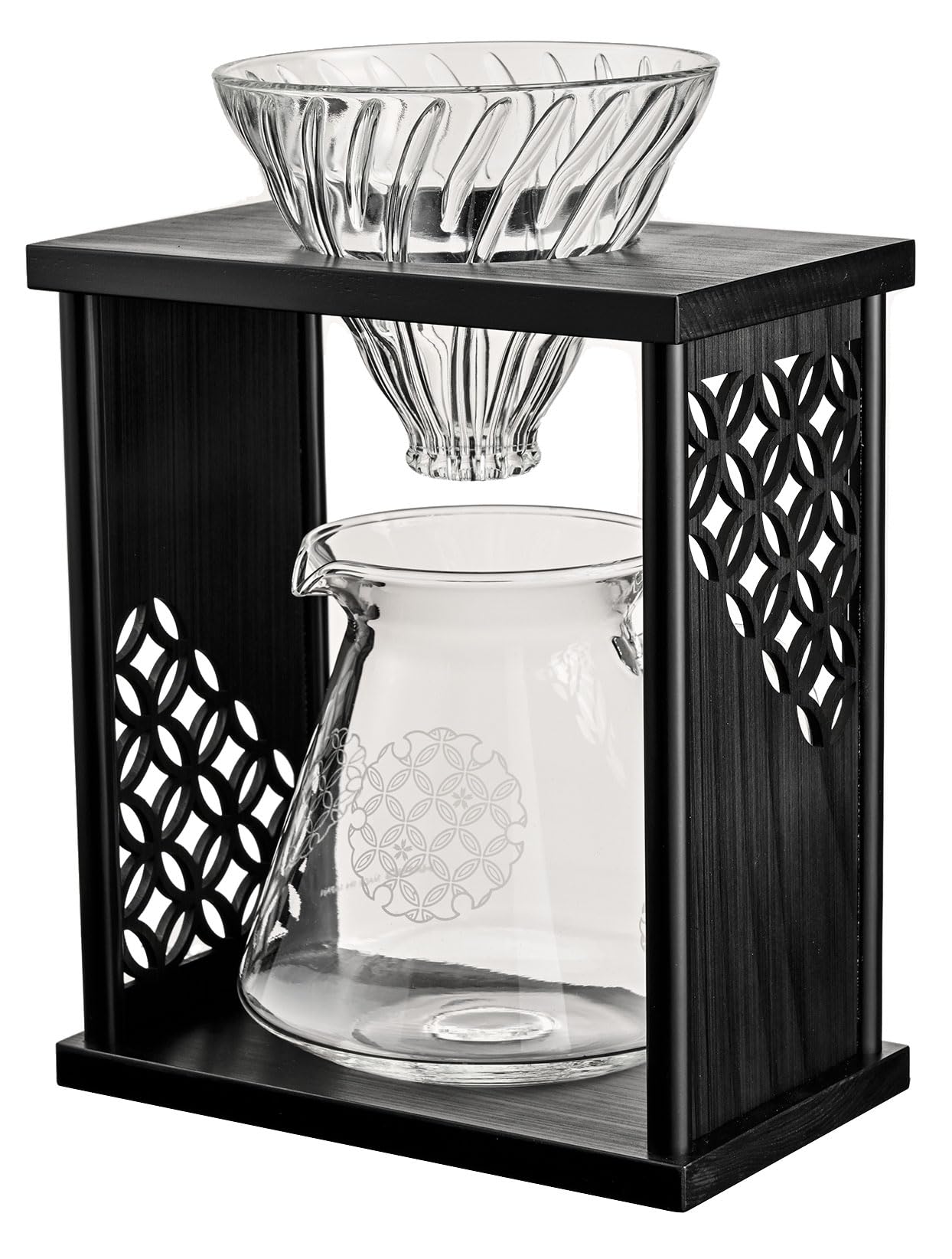 

HARIO Drip Stand Set Shippo Natural Black Practical Capacity 600mL V60 Dripper Server with 40 Special Paper Sheets for People 1-4 (Black) чёрный