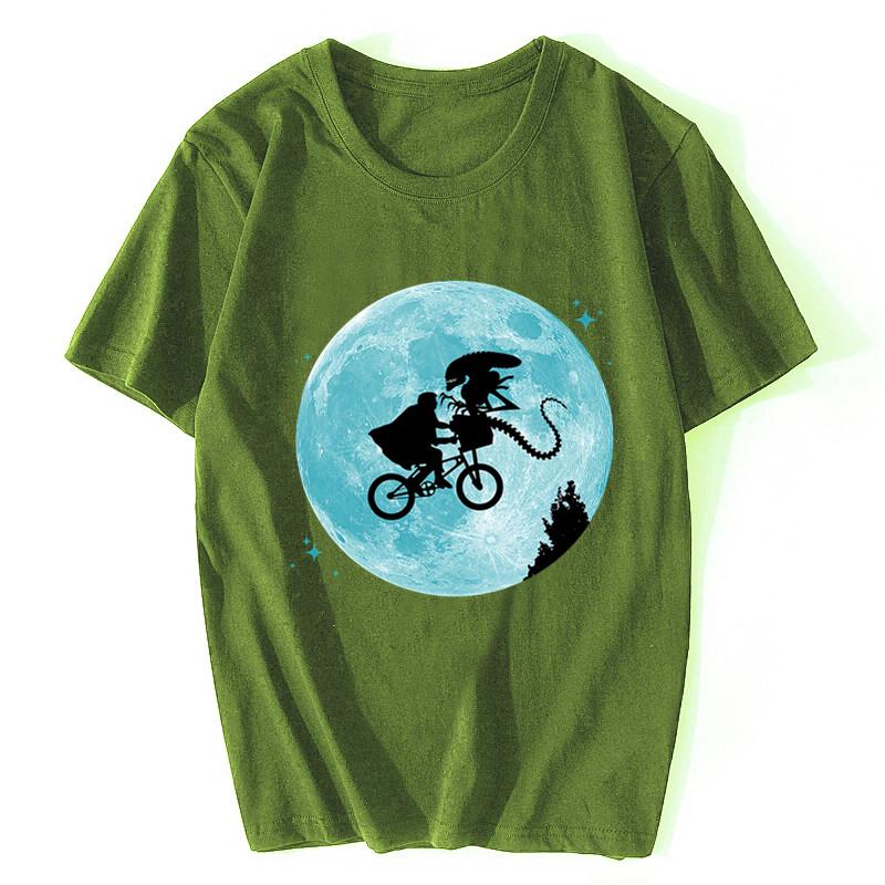 

E.T T Shirt Cartoon Print E.T. Vs Aliens T-Shirt Classic Mens Tee Shirt Cotton Short Sleeves Funny Casual Tshirt Streetwear 4XL