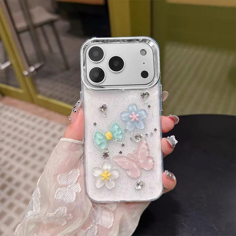

Pearl Butterfly Star Glue Phone Case for IPhone17 for Apple 16promax 3D 15 Soft Shell 14 Women For iPhone 7/8/SE 2020