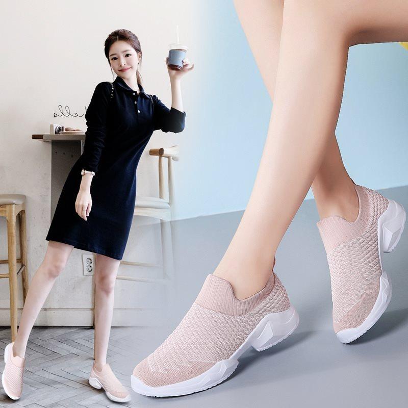Spring and Summer New Fly Woven Elastic Socks Women's Shoes Casual Flat Bottom