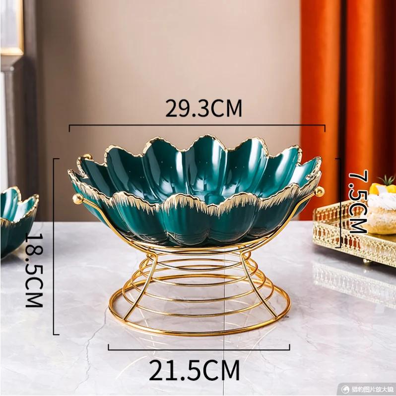 Schmiedeeiserne Keramik-Obstteller, Süßigkeiten-Snack-Tablett, Salatschüssel, Dessertschüssel, Tortenständer, Dim-Sum-Teller, Obstschale, dekorative Teller