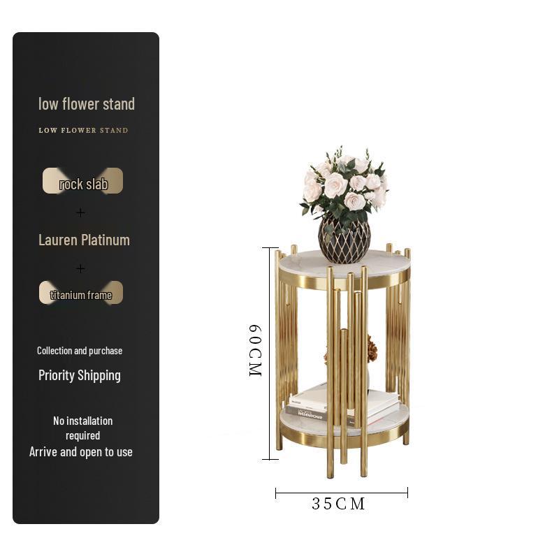Marble TV Cabinet & Flower Stand: Stainless Steel Living Room Storage Rack