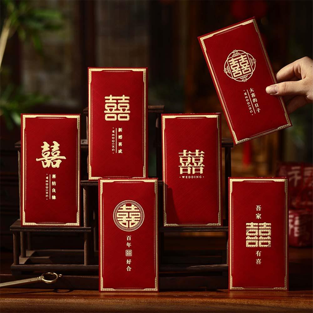 6pcs Chinese Style 2026 Horse Year Red Envelope Paper Money Pockets  For Chinese New Year
