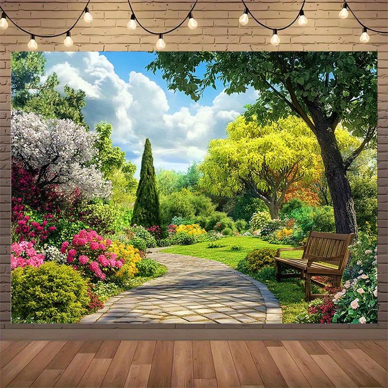 Large Garden Park City Village Polyester Background - Vibrant Outdoor and Indoor Party Banners Festival Celebrations