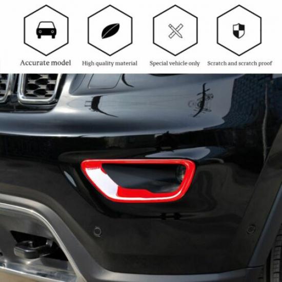 Red Front Fog Light Cover Fog Lamp Frame Trim For Jeep Grand Cherokee 2018+ ABS