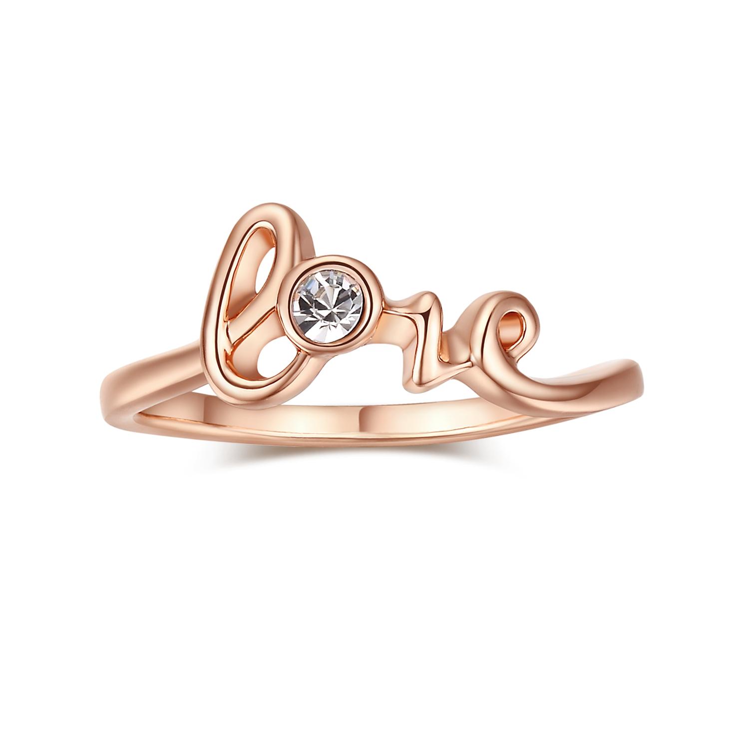 

Crystal Love Ring For Women Top Quality Concise Silver Color Austrian Crystals Full Sizes Letter Rings Fashion Jewelry ZYR193 5.5