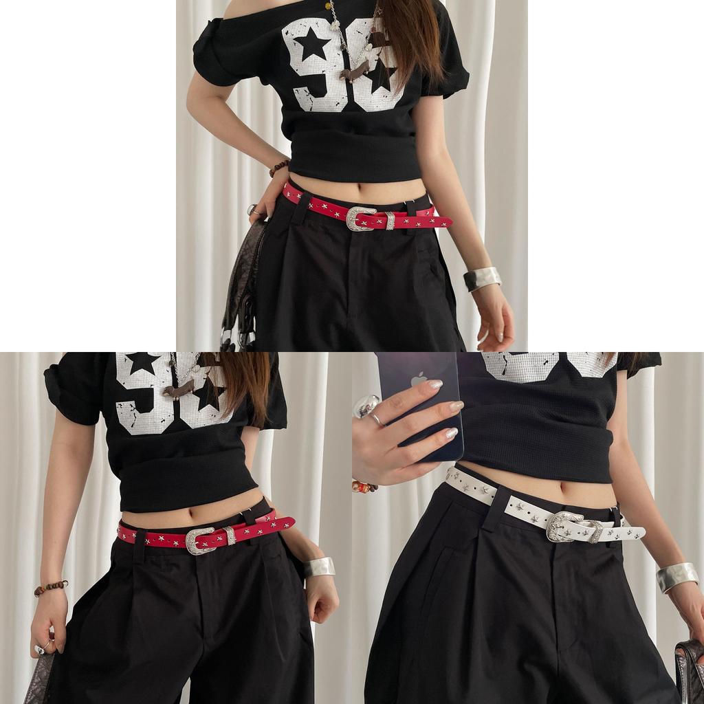 American Y2k Star Belt For Women With Pu Leather And Alloy Buckle Stylish Accessory For Dresses And Jeans