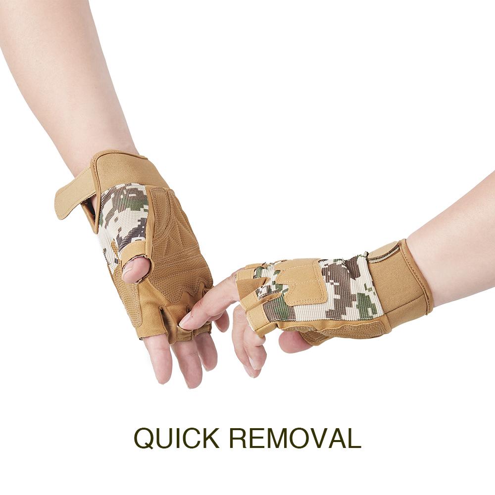 Tactical Gloves Fingerless Gloves for Men Riding Work Gear Anti Skid Camo Fleece Half Finger Gloves