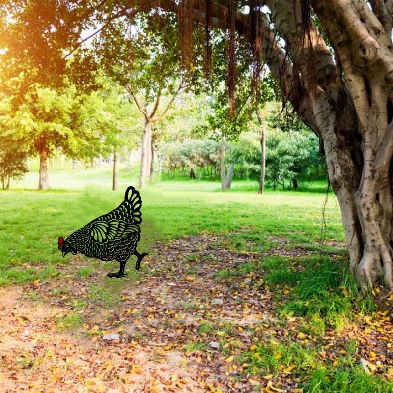 Fairy Garden Standing Chicken Rooster Statue Outdoor Stakes Yard Sign Ornaments Decor Acrylic Hen Yard Outdoor Lawn Garden Decor