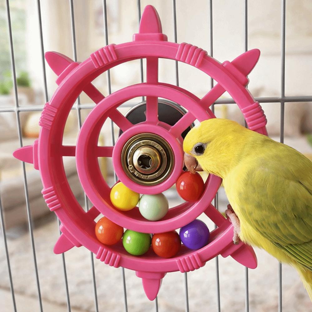 Bite Resistant Parrot Spinner Rattle Toy Colorful Beads Bird Cage Toy  Entertainment