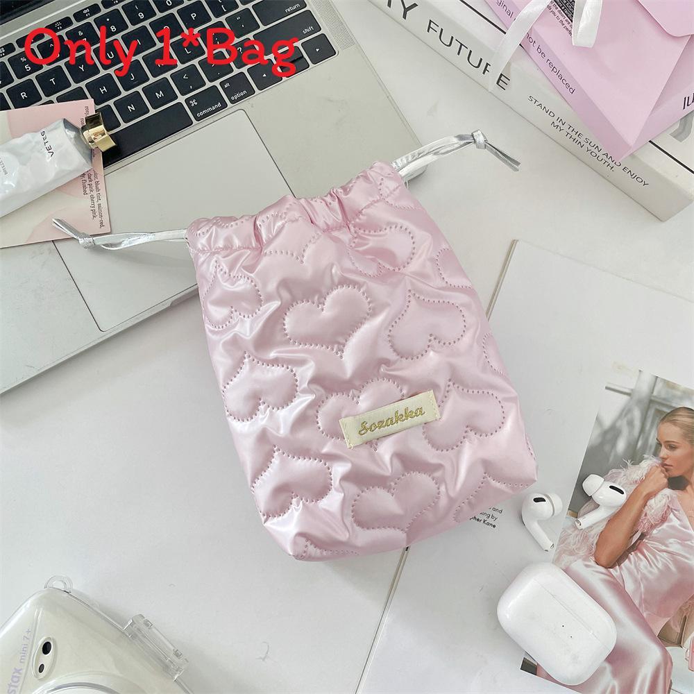 Portable Pu Girls Purse With Adjustable Drawstring For Travel And Makeup Storage