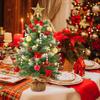 2ft Mini Christmas Tree with LED Lights, Burlap Base & Star Topper for Table Desk Decor
