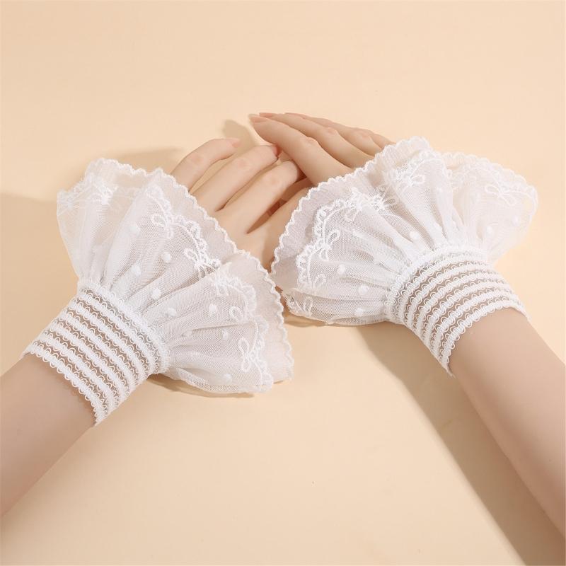 2 Pairs Breathable Lace Cuffs Designed for Spring Event with Invisible Wear Ensuring Seamless Shirt Integration