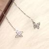 1 Pair Drop Earrings for Women, Micro-Paved Cubic Zirconia Double Butterfly Tassel Design Stud Earrings, Long Drape Statement Earrings
