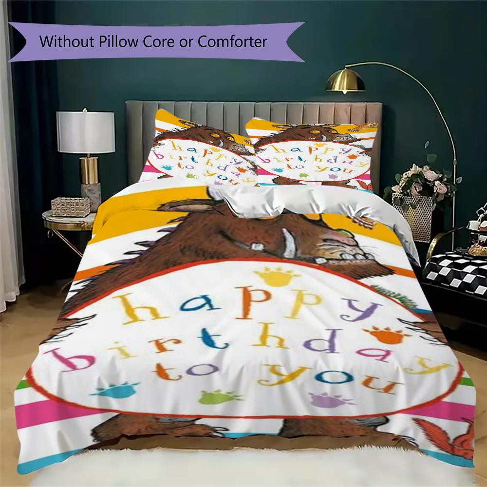 The Gruffalo Pattern Bedding,Quilt Set Quilt Cover Pillowcase Home Birthday Gift(1 * duvet cover + 2 * pillowcase, without core)_lx