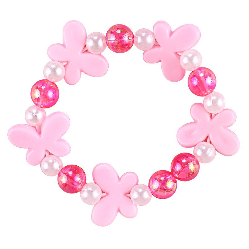 Children's Pink Flower Bow Acrylic Princess Bracelet