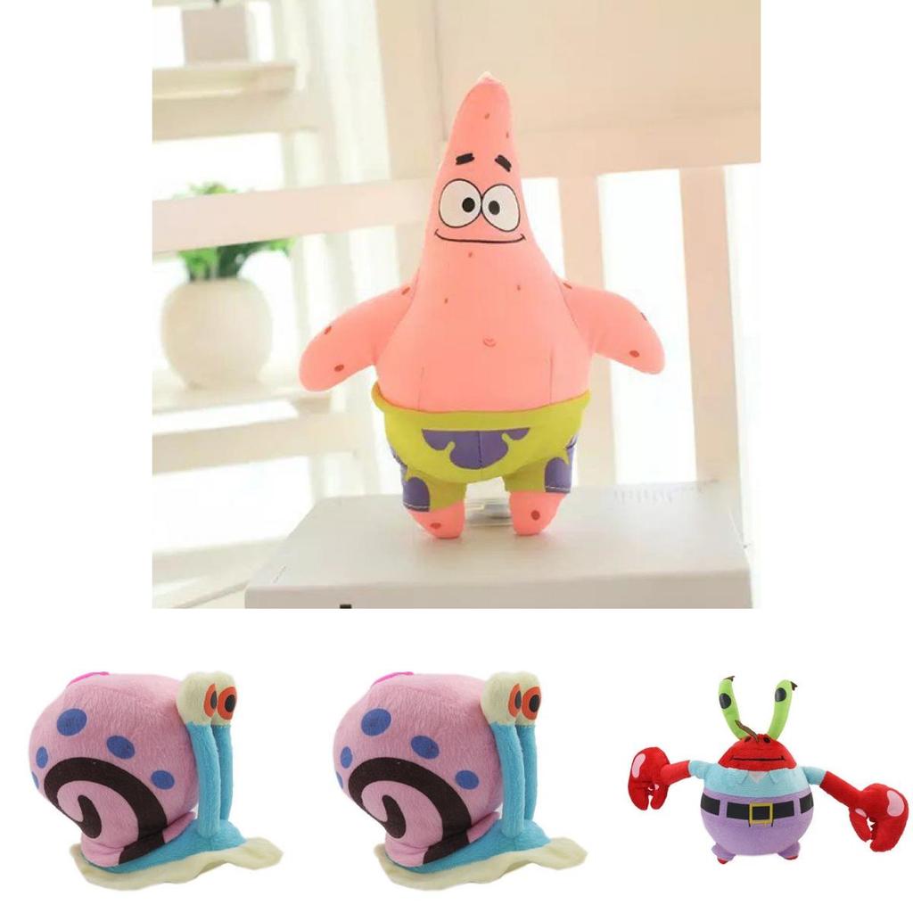 Cute Short Plush Cartoon Octopus Crab Starfish Snail Spongebob Series Toy Set