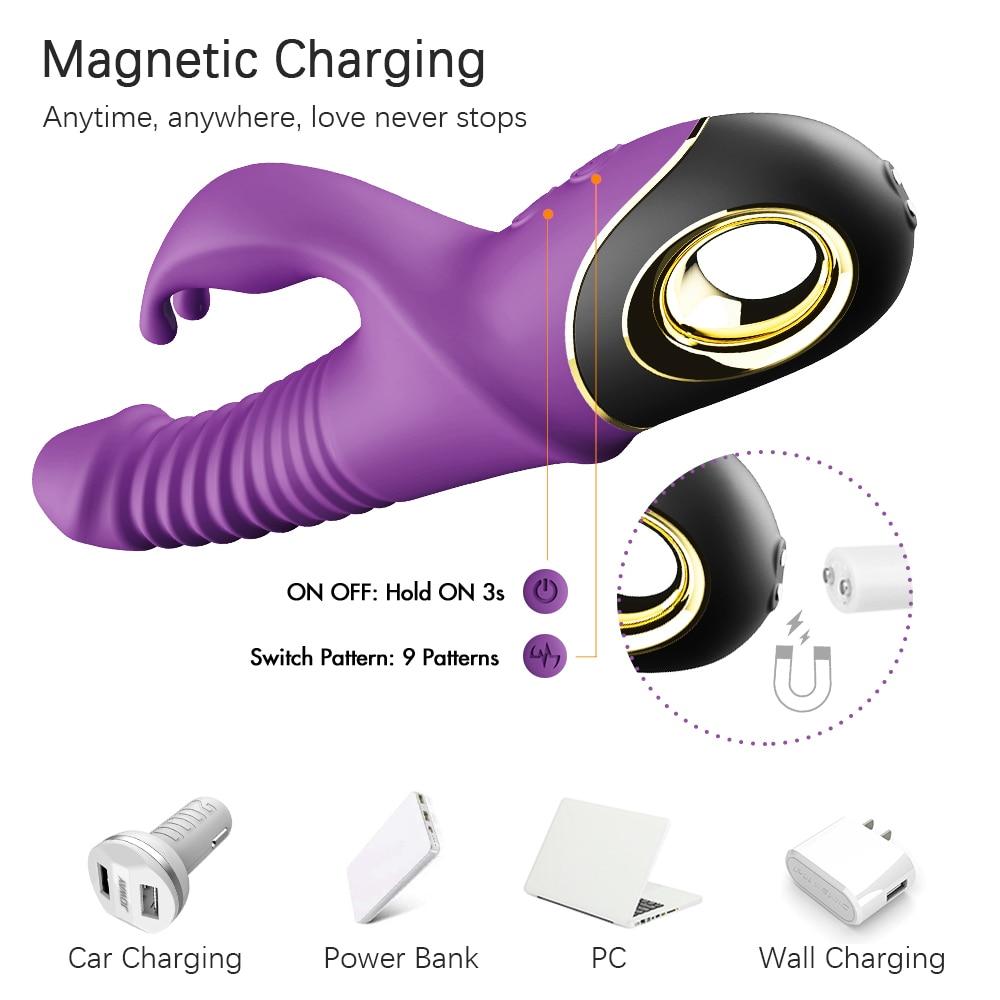 9 Modes Automatic Telescopic Rotation Vibrator Thrust Dildo Women  G Spot Clitoris Stimulator Female Masturbation Sex Toys for Woman