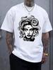 Medusa Illustration Print Short Sleeve T-shirt - Black & White Graphic Tee