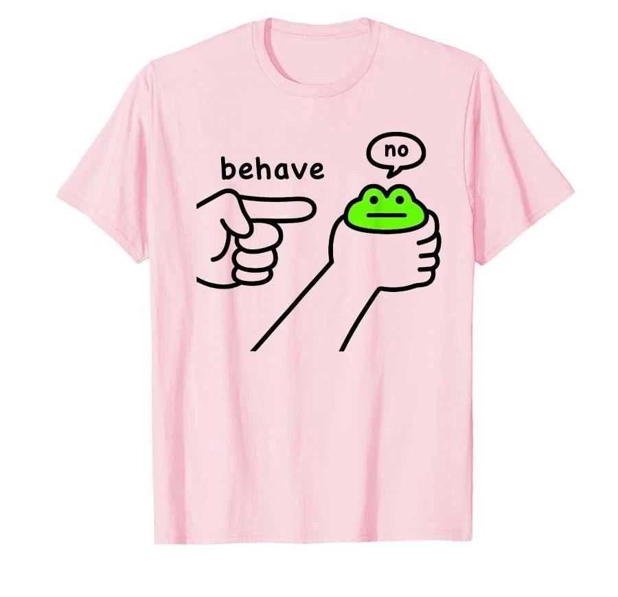 Funny Y2k Tops Dishonest Frog Funny Frog Meme Behave No Cartoon Print Tshirt Cotton Casual Loose T Shirts Sports Short Sleeve