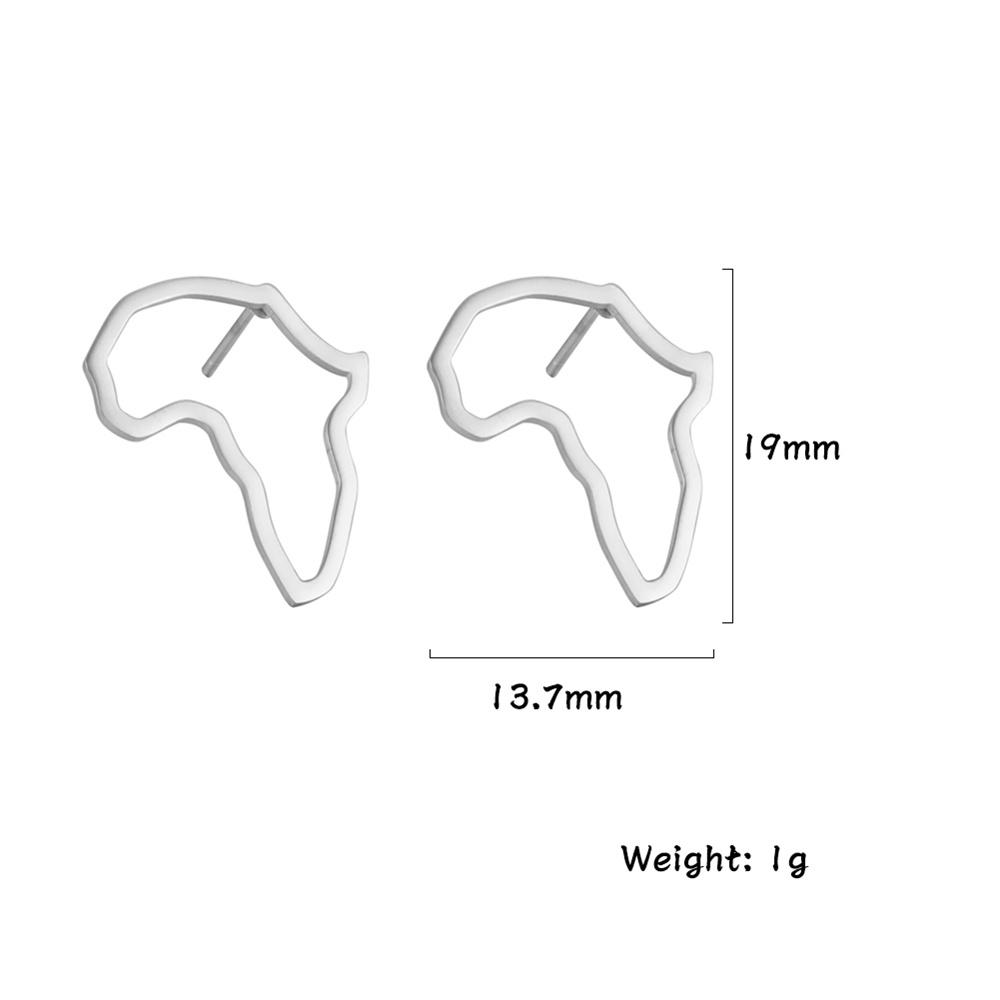 My Shape Mini Afrika Herz Ohrstecker für Damen Mädchen Goldfarbe Edelstahl Hohl Afrikakarte Stecker Ohrring Modeschmuck