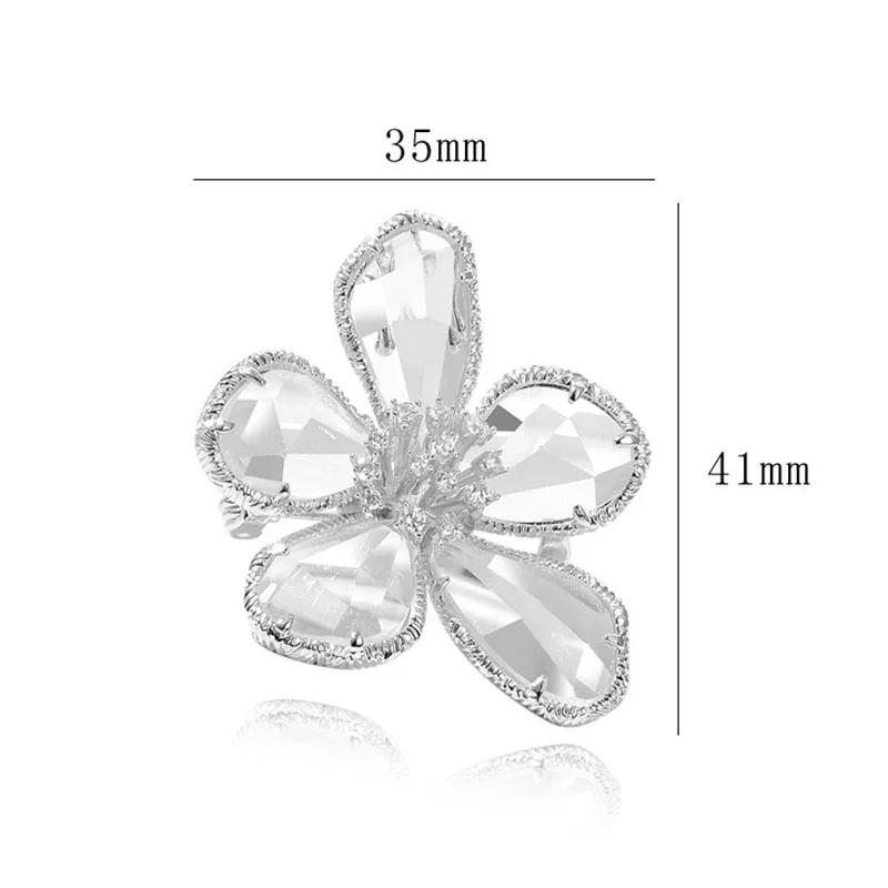 Fashion Luxury Crystal Flower Brooches for Women Corsage Lapel Pins Elegant Wedding Party Jewelry Accessories