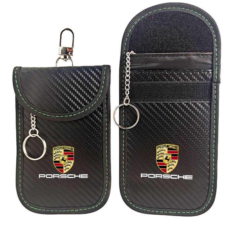 Car Key Case Signal Blocker Bag Shielding Pocket For Porsche Panamera Cayenne Taycan 911 718 Macan Carrera-GT 928 944 968
