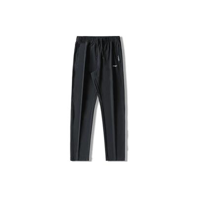 Li Ning Football Series Solid Color Ice Silk Lightweight Breathable Stretch Knitted Sports Pants Men Pants Black AYKS473-1