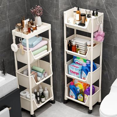 Trolley Storage Rack Movable Bookshelf Kitchen Organizer Holder Multi-Layer Livingroom Bathroom Corner Shelf with Wheels