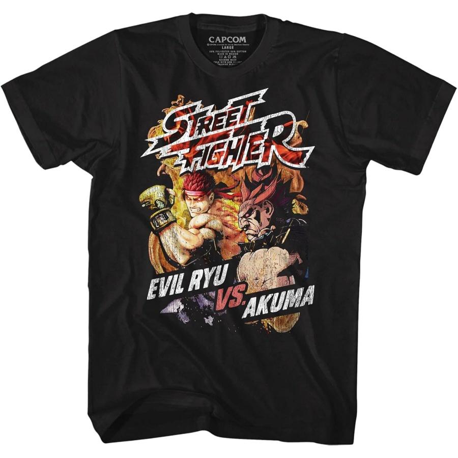 Street Fighter SF Видеоигровая франшиза Злой Рю против Акумы Черная футболка для взрослых S чёрный