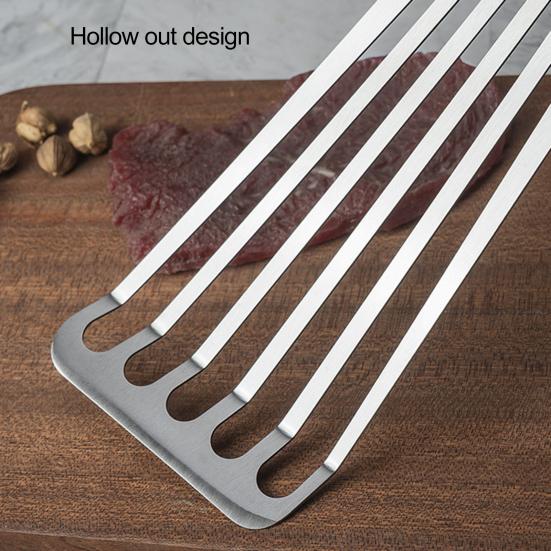 Bratspatel aus Edelstahl, rutschfest, leicht zu reinigen, hohles Design, vielseitig, guter Griff, Steak- und Fischspatel für Restaurants