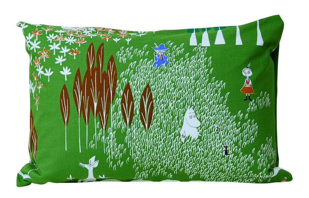 Čtvrtletní zpráva Moomin Polštář Povlak na polštář Zde Zelená 43 x 63 cm Bavlna v (MOOMIN) jsem (Typ obálky) 100% [Made Japan]