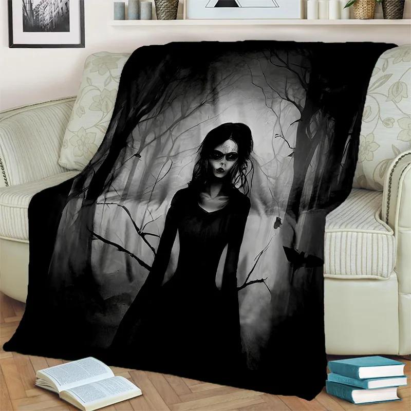 Gothic Horror Skull Ghost Cartoon Blanket Soft Throw for Home Bedroom Bed Sofa Picnic Travel Office Cover Kids