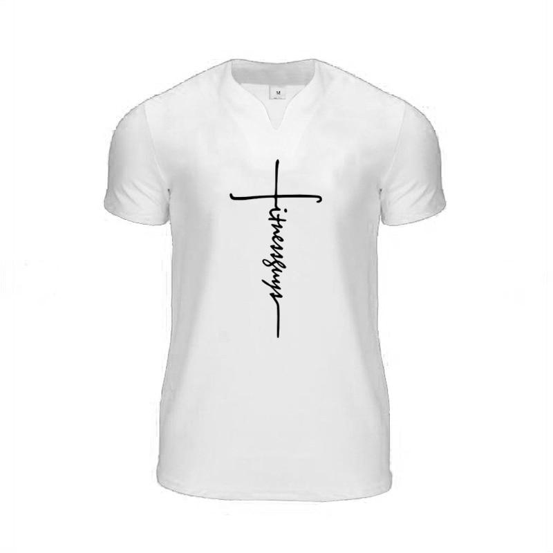 Do The Work Gym Sports Mens Cotton V-neck Fitness Bodybuilding Workout Summer Fashion Casual Breathable Printed T-shirt