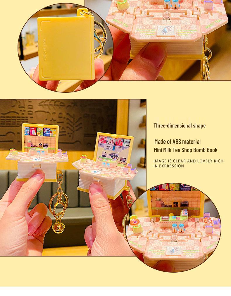 Cartoon Milk Tea Shop Keychain: Cute Couple Backpack Pendant & Creative Ornament Gift