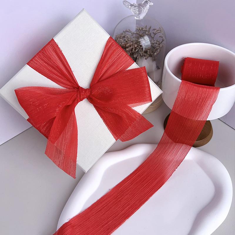 1PC Silver Glitter Ribbon Sparkling Organza Ribbon Ribbon Bow Wedding Cards & Invitations