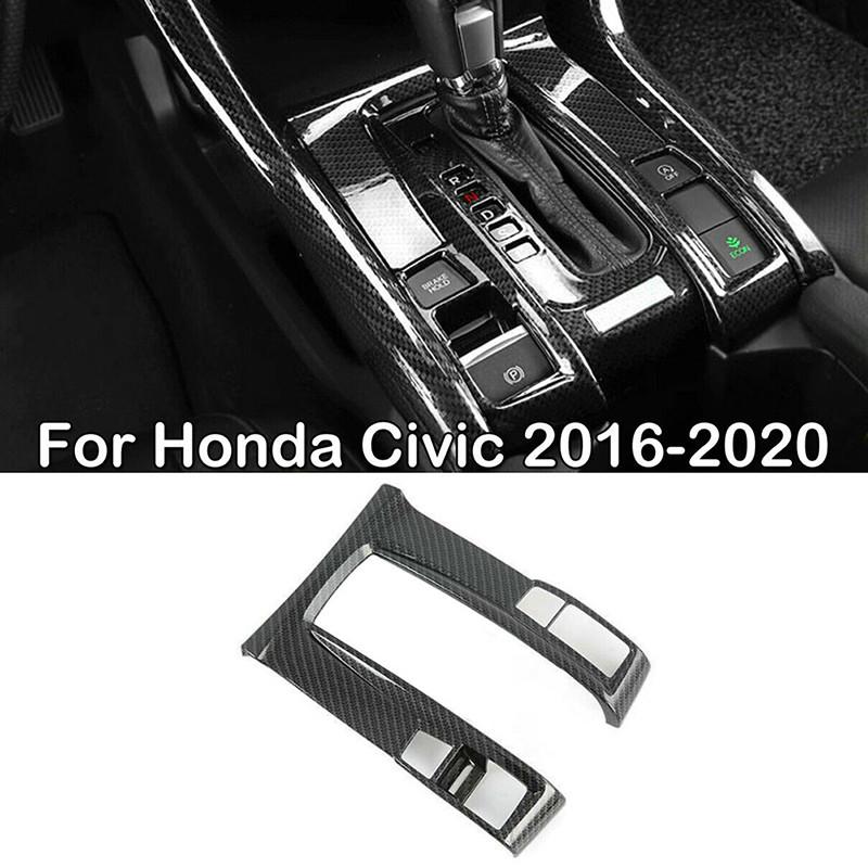 Car Trim Carbon Fiber Gear Shift Central Control Frame Cover For Honda Civic 2016-2021 For Left Hand Drive Only