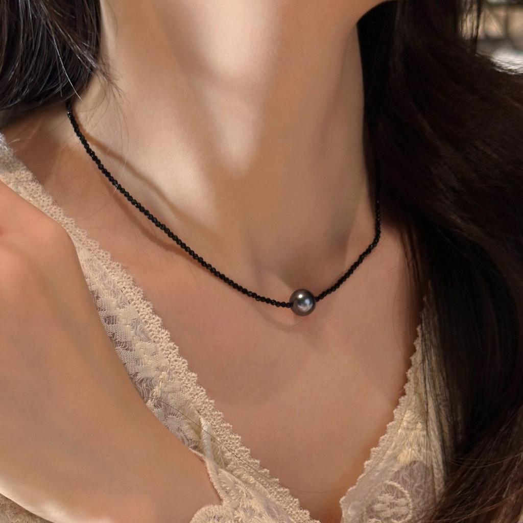 Ten Miles of Gray Traces|French-style romantic pearl necklace, versatile for commuting and workplace, collarbone chain