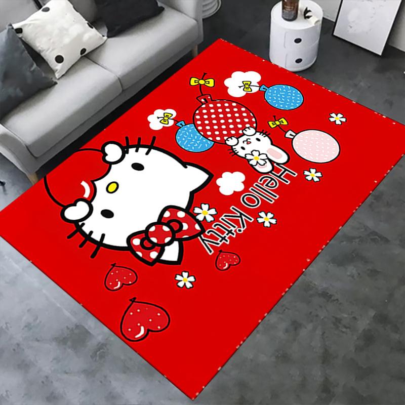 Office Rug Hello Kitty, balloons Anti-Slip Rug, Machine Washable for Living Room, Bedroom, Office, Multiple Sizes, Bedroom Mat, Decorative Mat, Durabl
