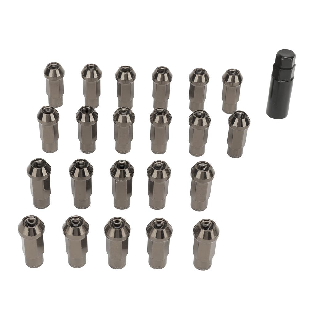 22PCS Tapered Lug Nuts with Nut Sleeve Key Alloy Steel Universal Forged Lock Nut Replacement for TOYOTA Titanium M12x1.5