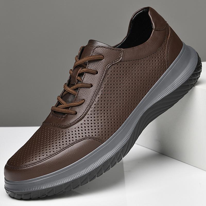 Fashion Luxury Brand Mens Treking Shoes High Quality Genuine Leather Shoes Comfort Casual Shoes Handmade Leisure Walk Footwear Sneakers