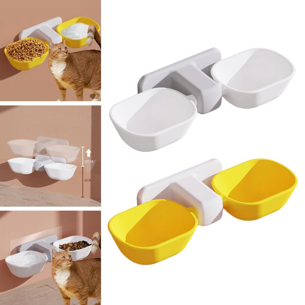 Cat Bowls Wall- Mounted Cat Food Container, Raised Pet Feeding Dishes Hanging