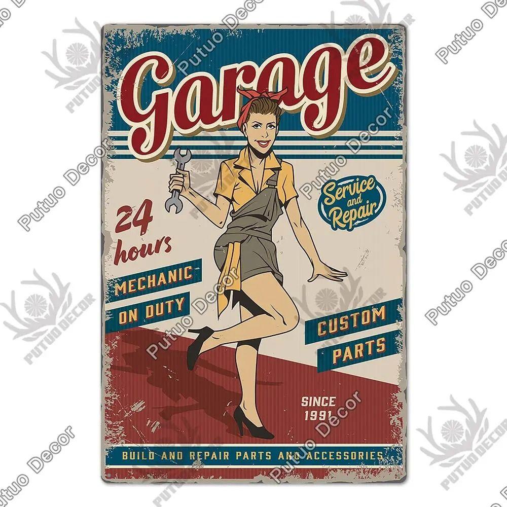 Metalowy Znak Ścienny Garage Bar, Tabliczka Dekoracyjna Wnętrza Samochodu 20x30cm